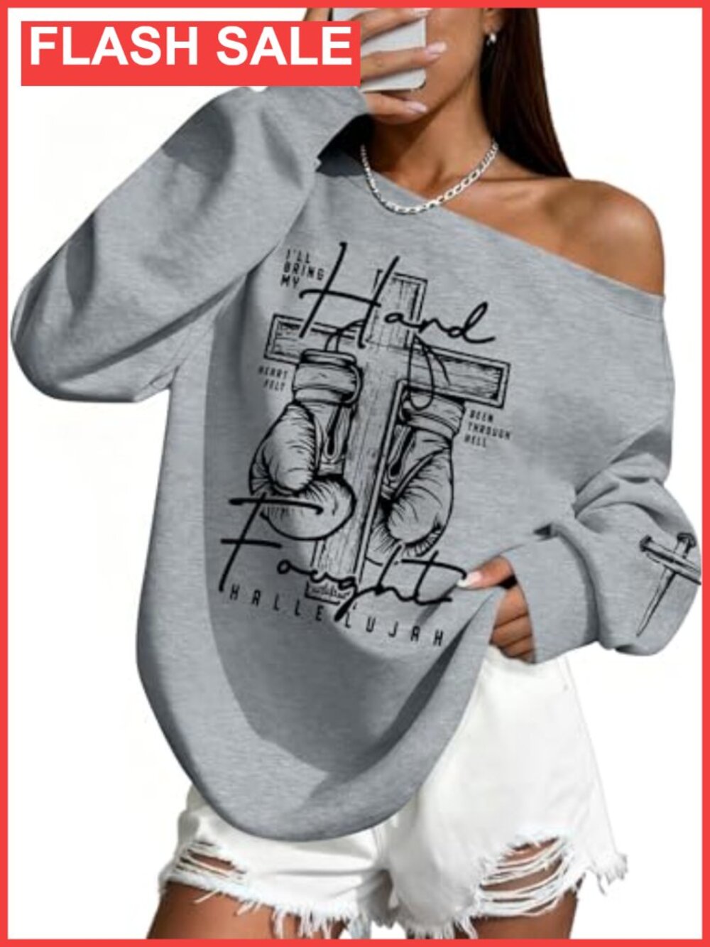 Off Shoulder Christian Sweatshirt Womens Long Sleeve Pullover Top